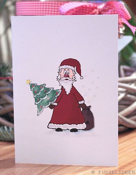 Grußkarte Weihnachtsmann zum ausdrucken, freebies zum ausdrucken