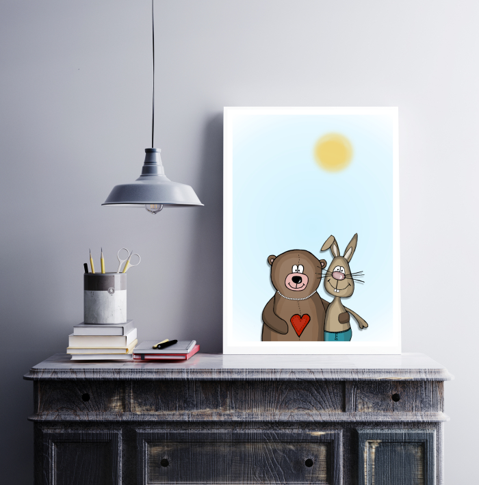 Hampelbären: zum ausdrucken | Bär und Hase für die Wand